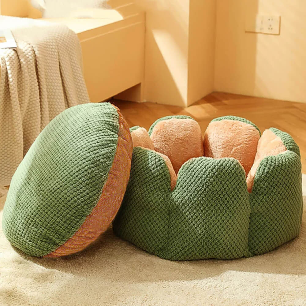 Skanto | Flower Design Plush Cat and Dog Bed