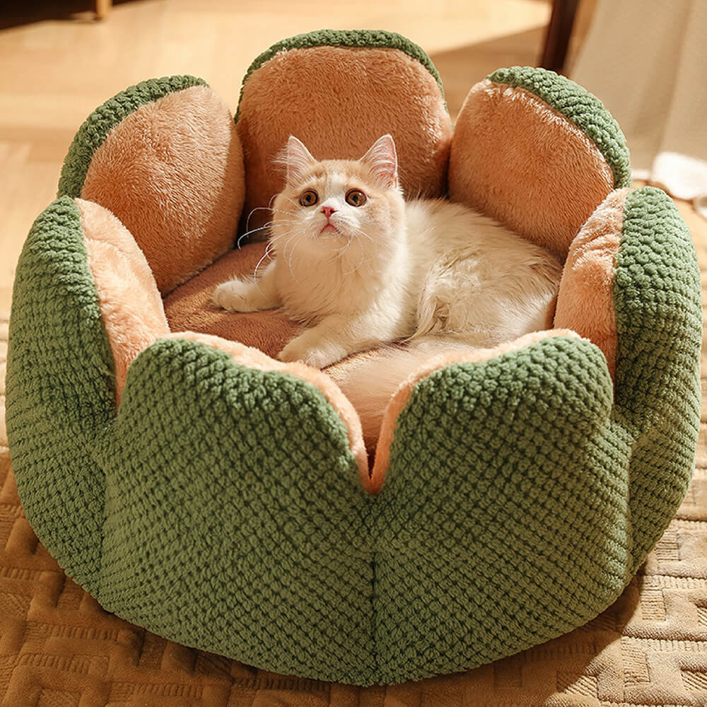 Skanto | Flower Design Plush Cat and Dog Bed