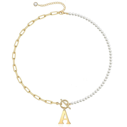 BowLift | Pearl & Paperclip Chain Letter Initial Necklace