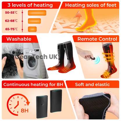 Skanto | Rechargeable Heated Ski Socks & Foot Warmers – Electric Thermal Socks for Skiing, Snowboarding & Winter Sports UK