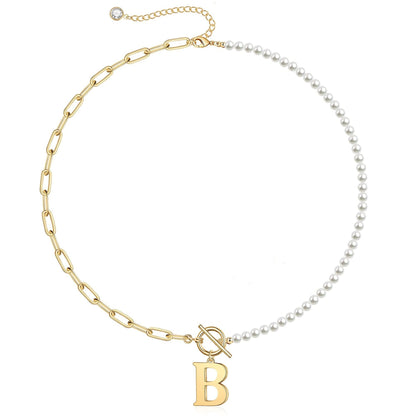 BowLift | Pearl & Paperclip Chain Letter Initial Necklace