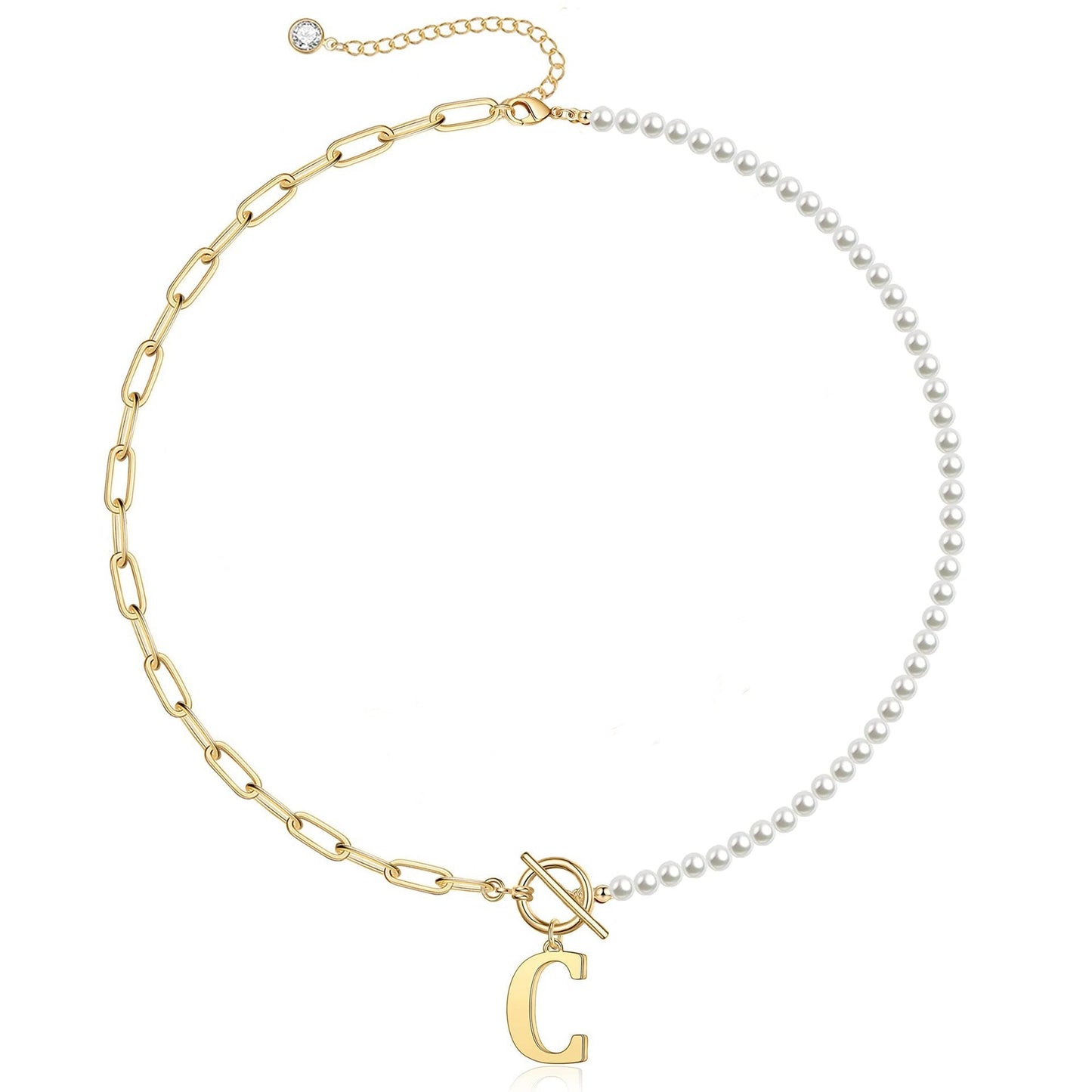 BowLift | Pearl & Paperclip Chain Letter Initial Necklace
