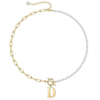 BowLift | Pearl & Paperclip Chain Letter Initial Necklace