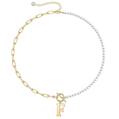 BowLift | Pearl & Paperclip Chain Letter Initial Necklace