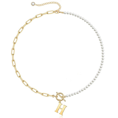 BowLift | Pearl & Paperclip Chain Letter Initial Necklace