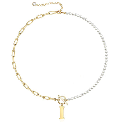 BowLift | Pearl & Paperclip Chain Letter Initial Necklace