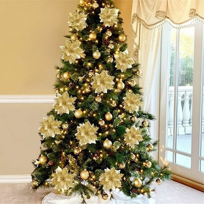 Skanto | Premium Glitter Flower Ornaments for Festive Presentation