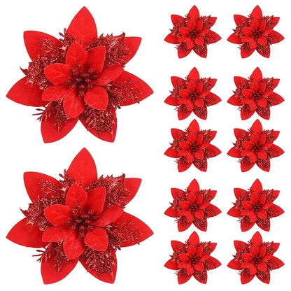 Skanto | Premium Glitter Flower Ornaments for Festive Presentation