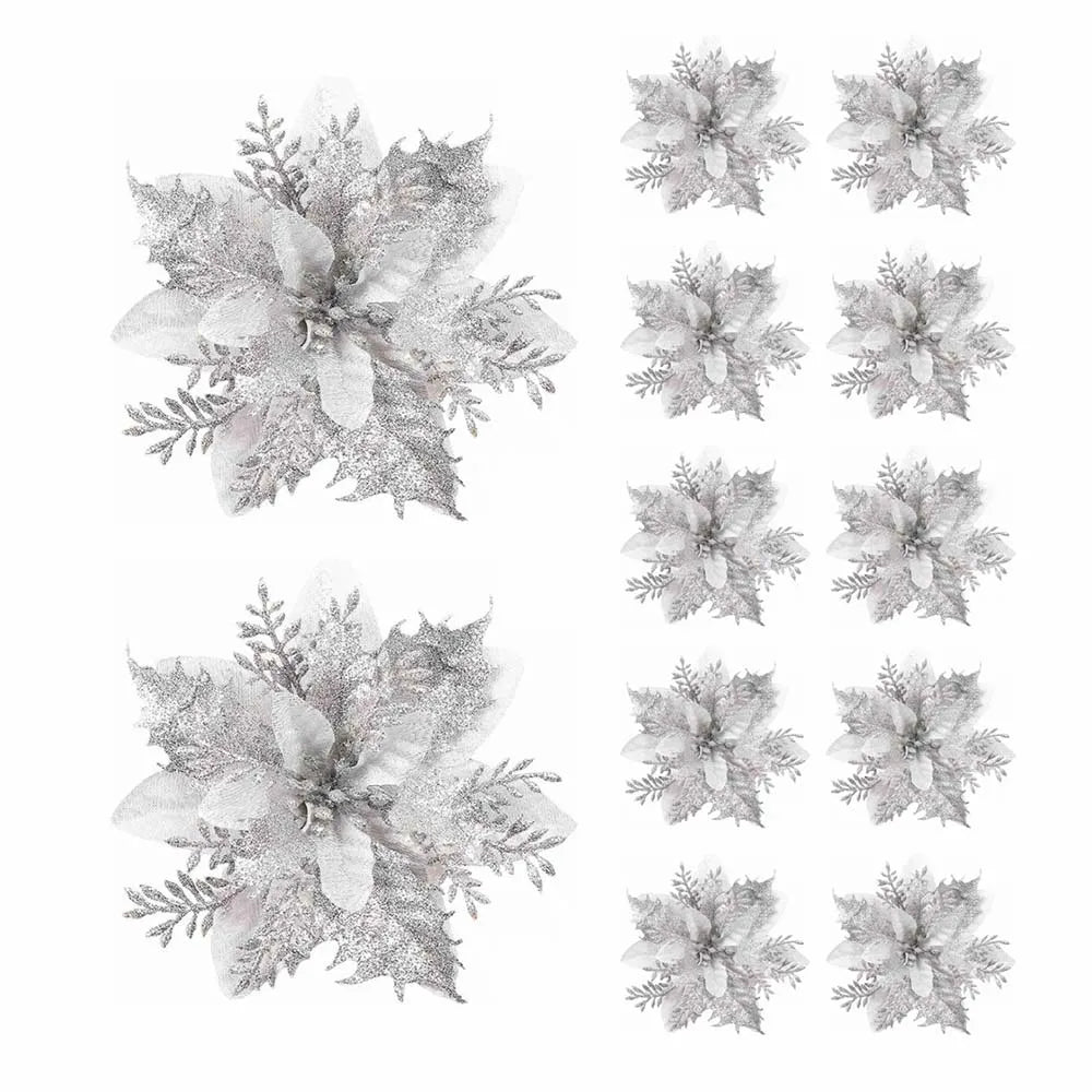 Skanto | Premium Glitter Flower Ornaments for Festive Presentation