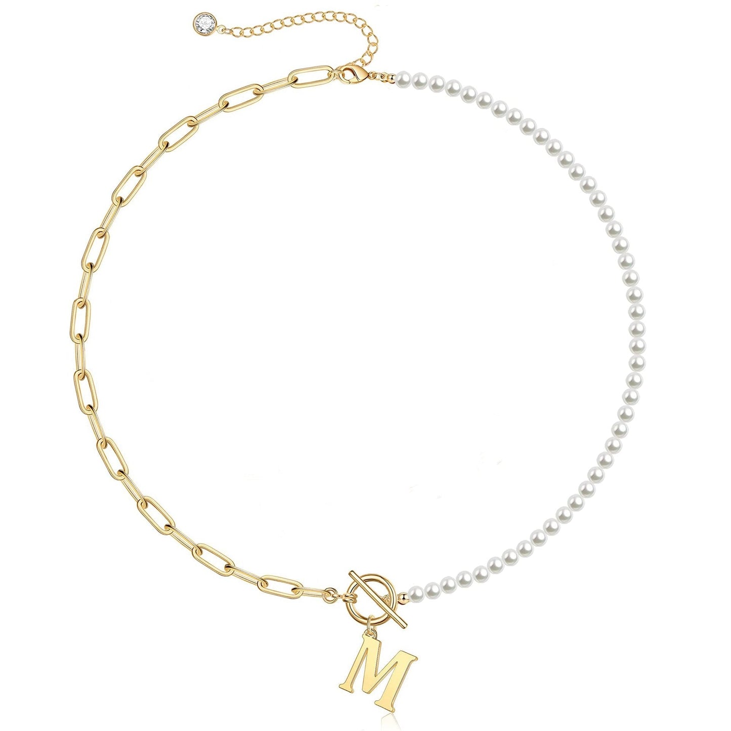 BowLift | Pearl & Paperclip Chain Letter Initial Necklace