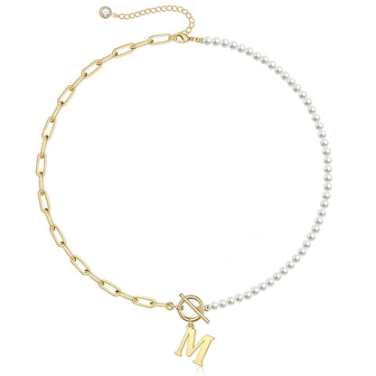 BowLift | Pearl & Paperclip Chain Letter Initial Necklace