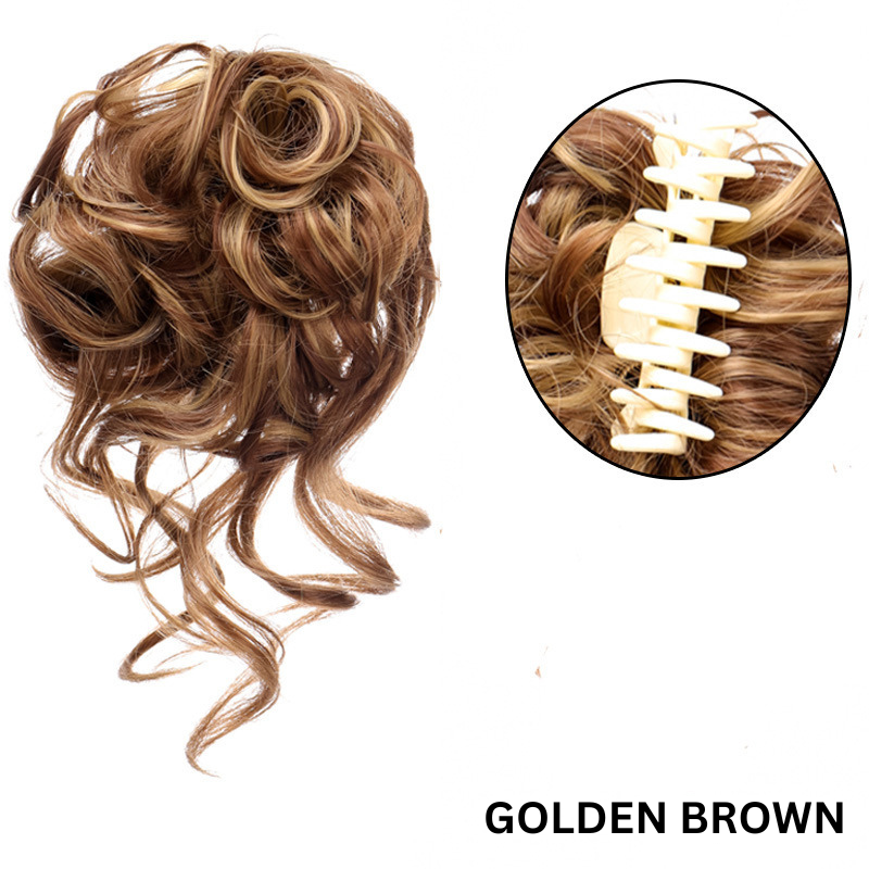 Messy Bun Hair Wavy Curly with Claw Clip Super Natural Look Kalsten