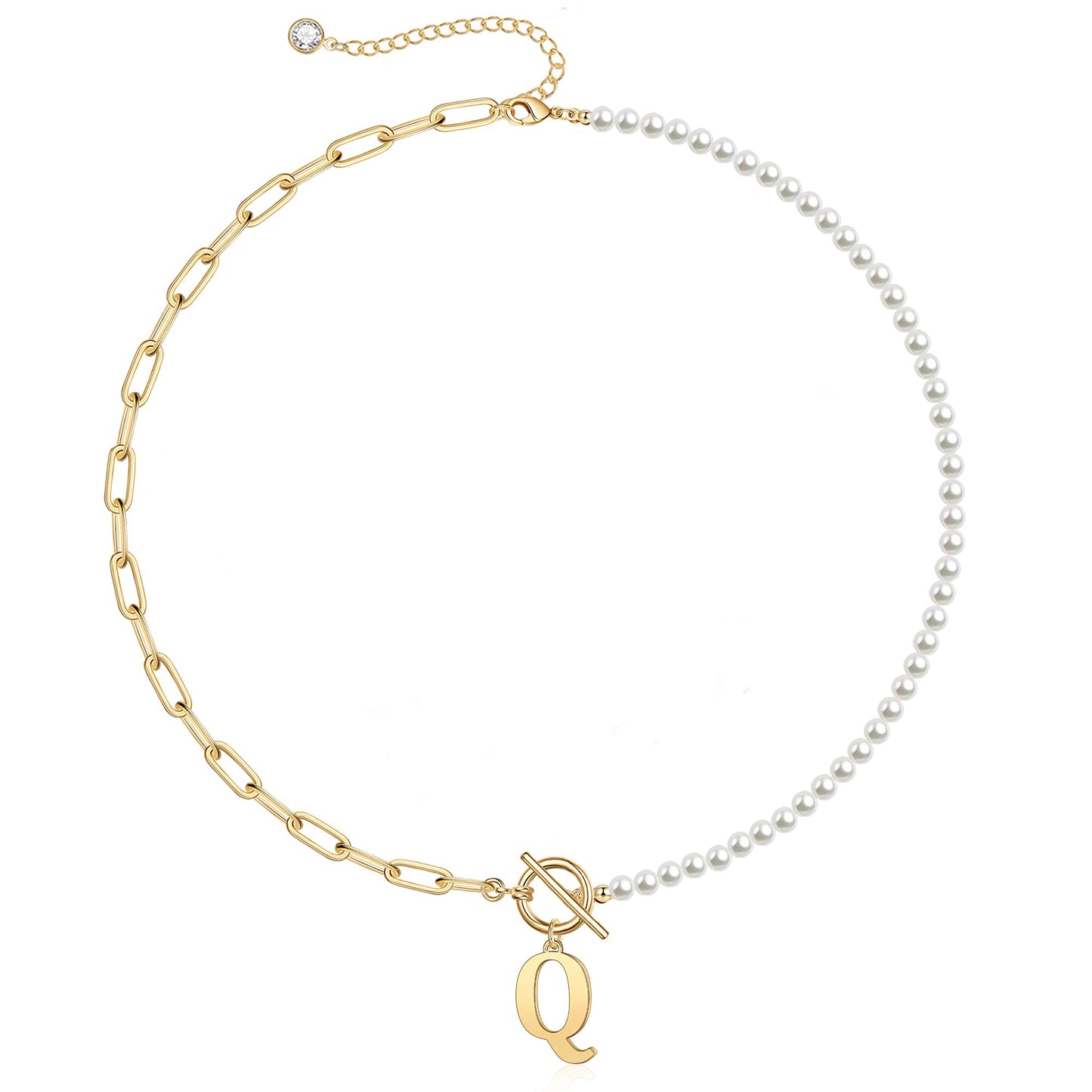 BowLift | Pearl & Paperclip Chain Letter Initial Necklace