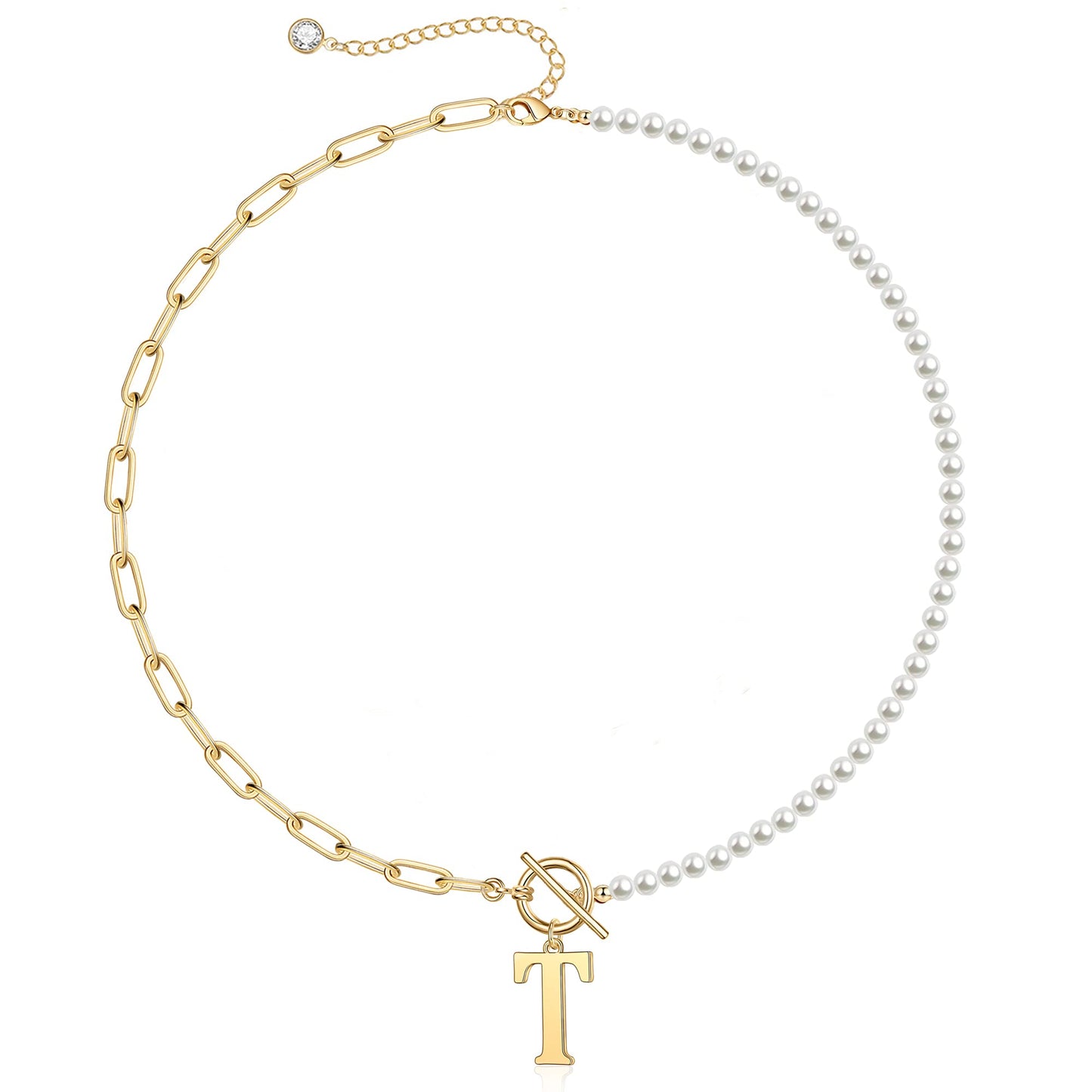 BowLift | Pearl & Paperclip Chain Letter Initial Necklace