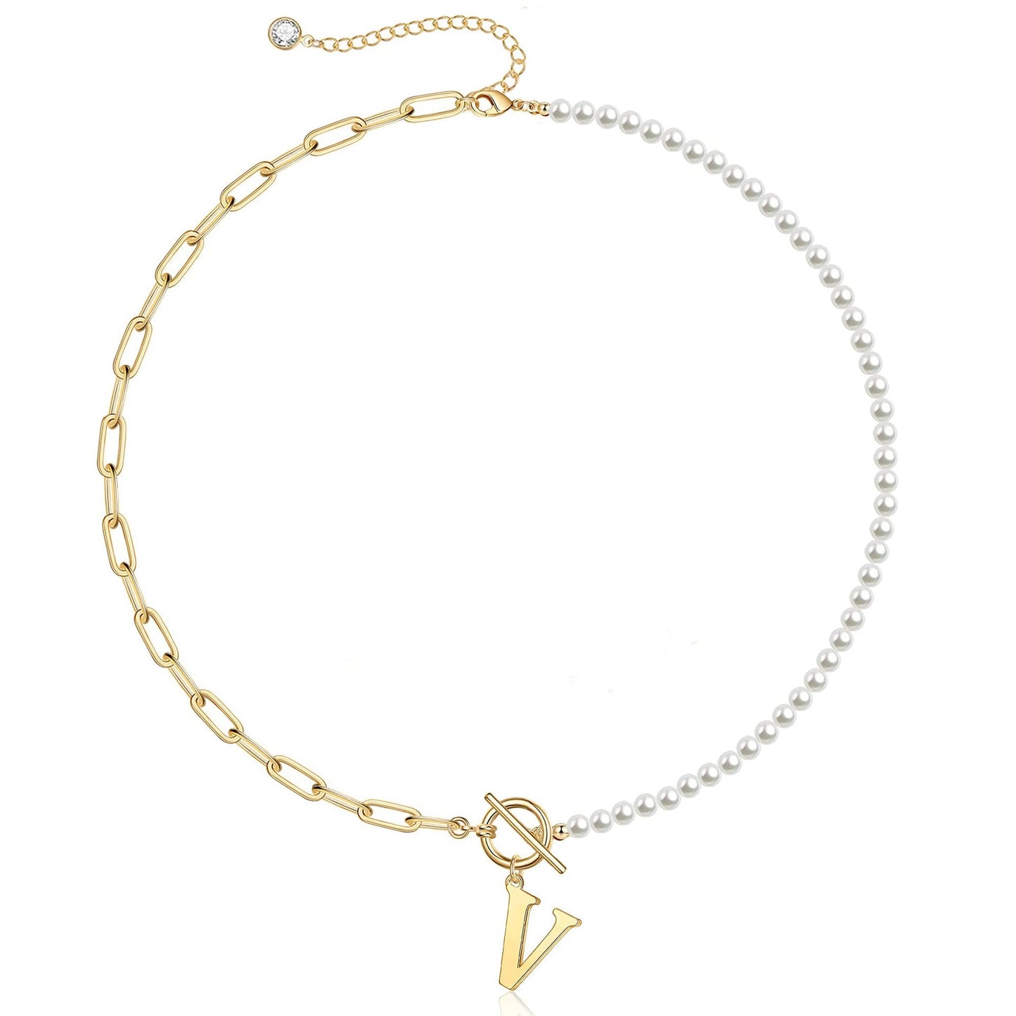 BowLift | Pearl & Paperclip Chain Letter Initial Necklace