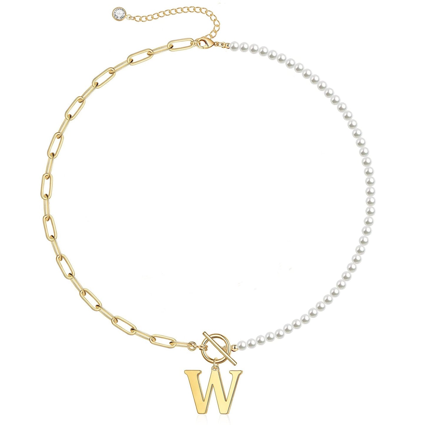 BowLift | Pearl & Paperclip Chain Letter Initial Necklace