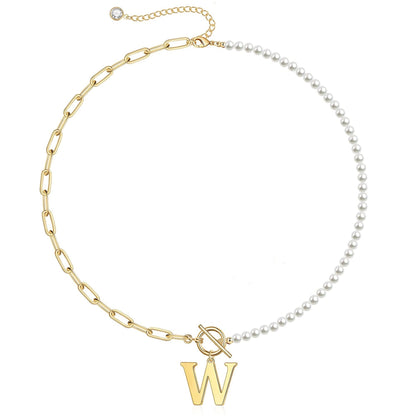 BowLift | Pearl & Paperclip Chain Letter Initial Necklace