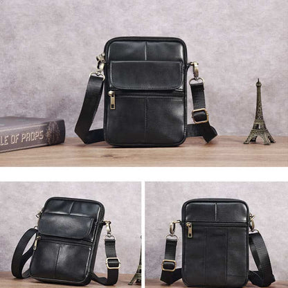 Skanto | Men's Small Genuine Leather Shoulder Bag – Compact Crossbody with Adjustable Strap