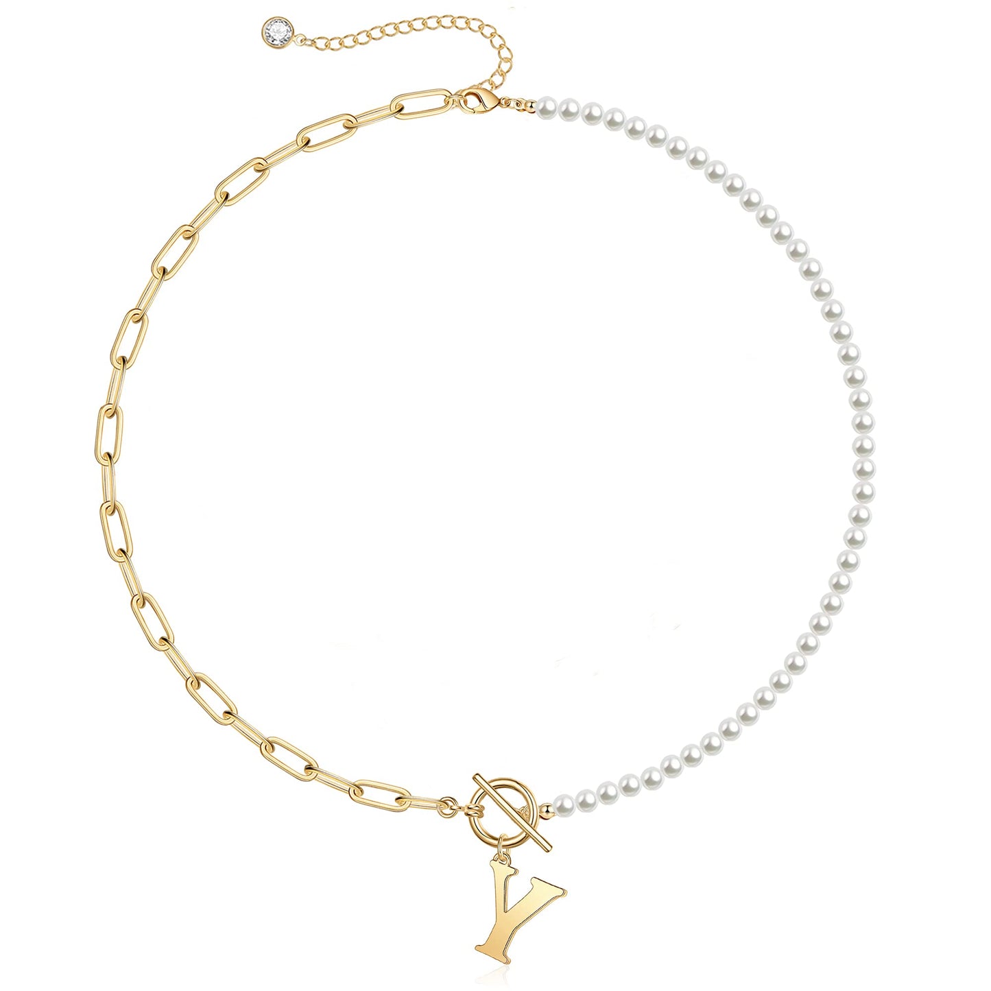 BowLift | Pearl & Paperclip Chain Letter Initial Necklace