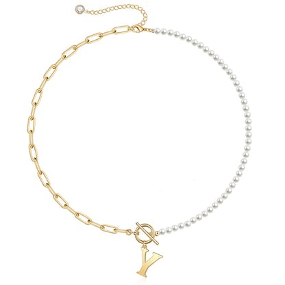 BowLift | Pearl & Paperclip Chain Letter Initial Necklace