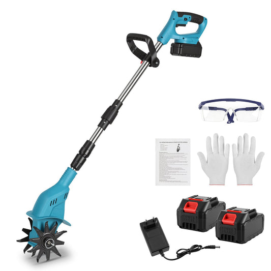 550W Cordless Garden Tiller with 2 Batteries Portable | Brehn