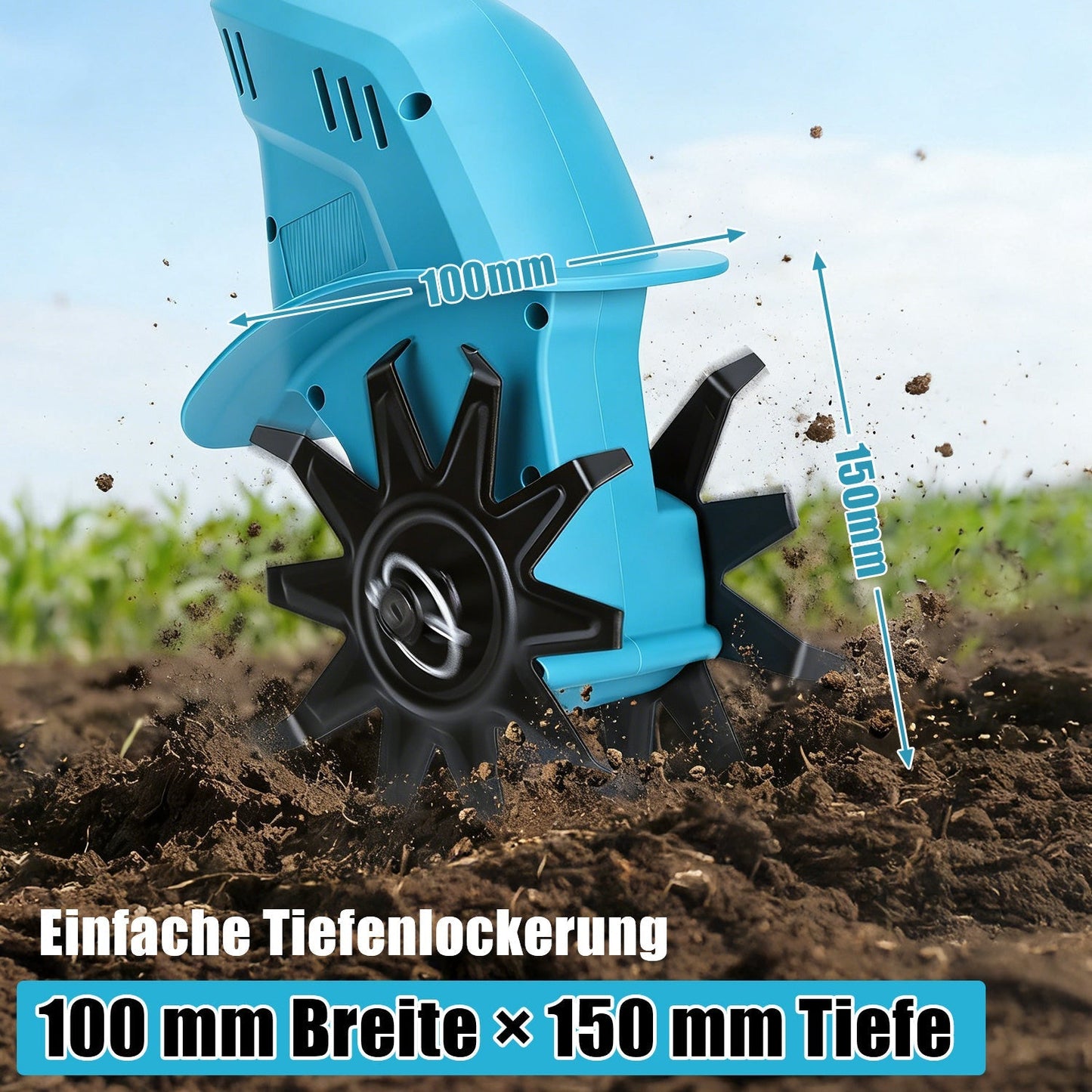 550W Cordless Garden Tiller with 2 Batteries Portable | Brehn