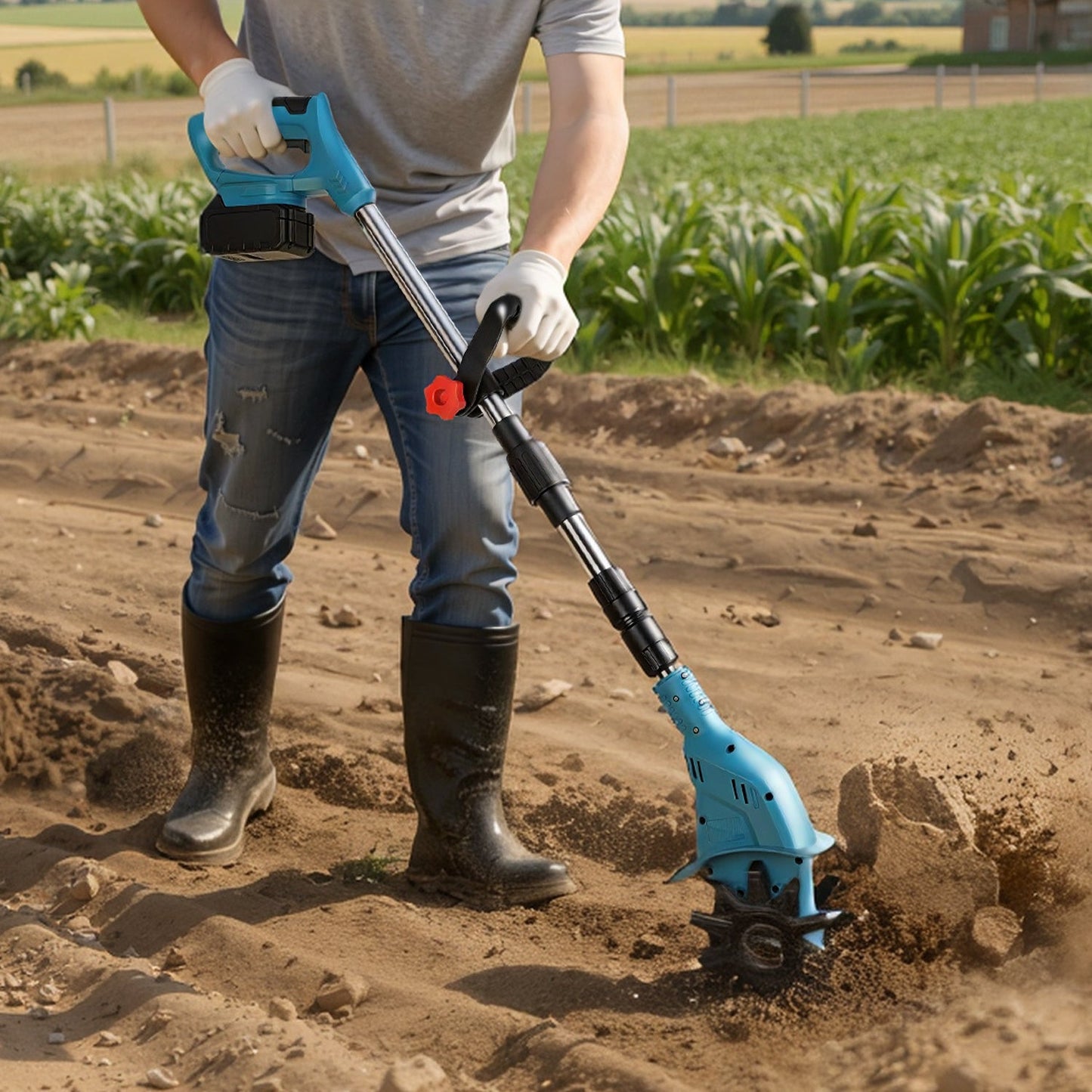 550W Cordless Garden Tiller with 2 Batteries Portable | Brehn