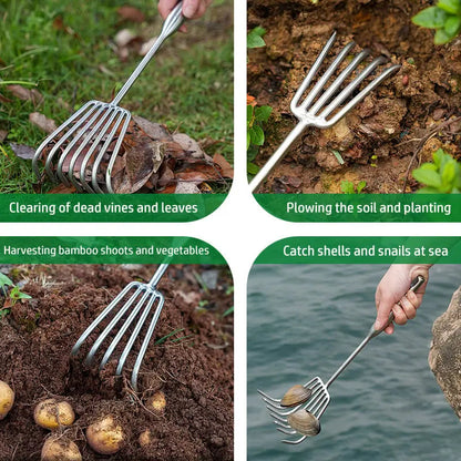 Noxord | Garden rake made of stainless steel — Sturdy hand rake with non-slip grip