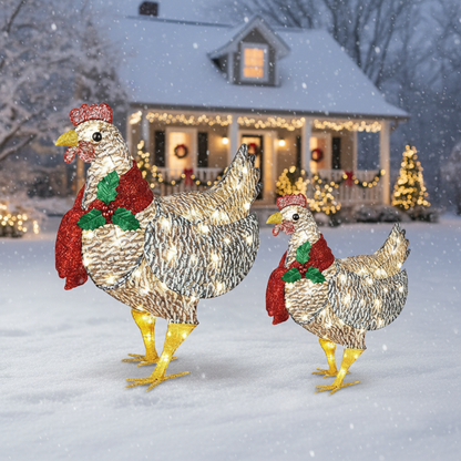 Skanto | Skanto WinterHen LED Chicken with Scarf – Weather-Resistant Outdoor Christmas Decoration