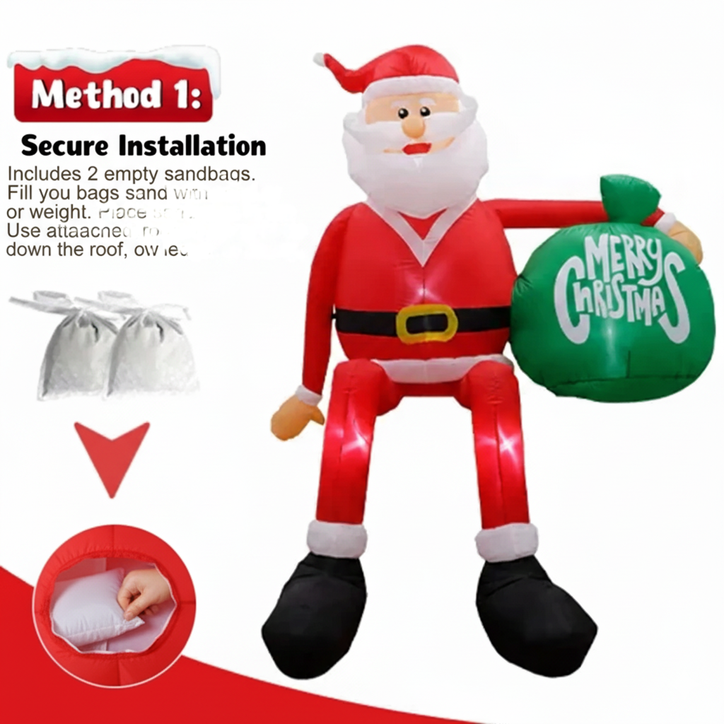 Skanto | Inflatable LED Climbing Santa Claus | 2,4 m Tall | Outdoor