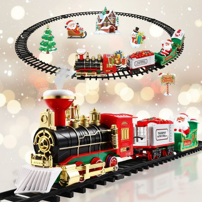 Electric Christmas Train Set for Kids – With Smoke Effect, Lights & Realistic Sounds (Christmas Gift)