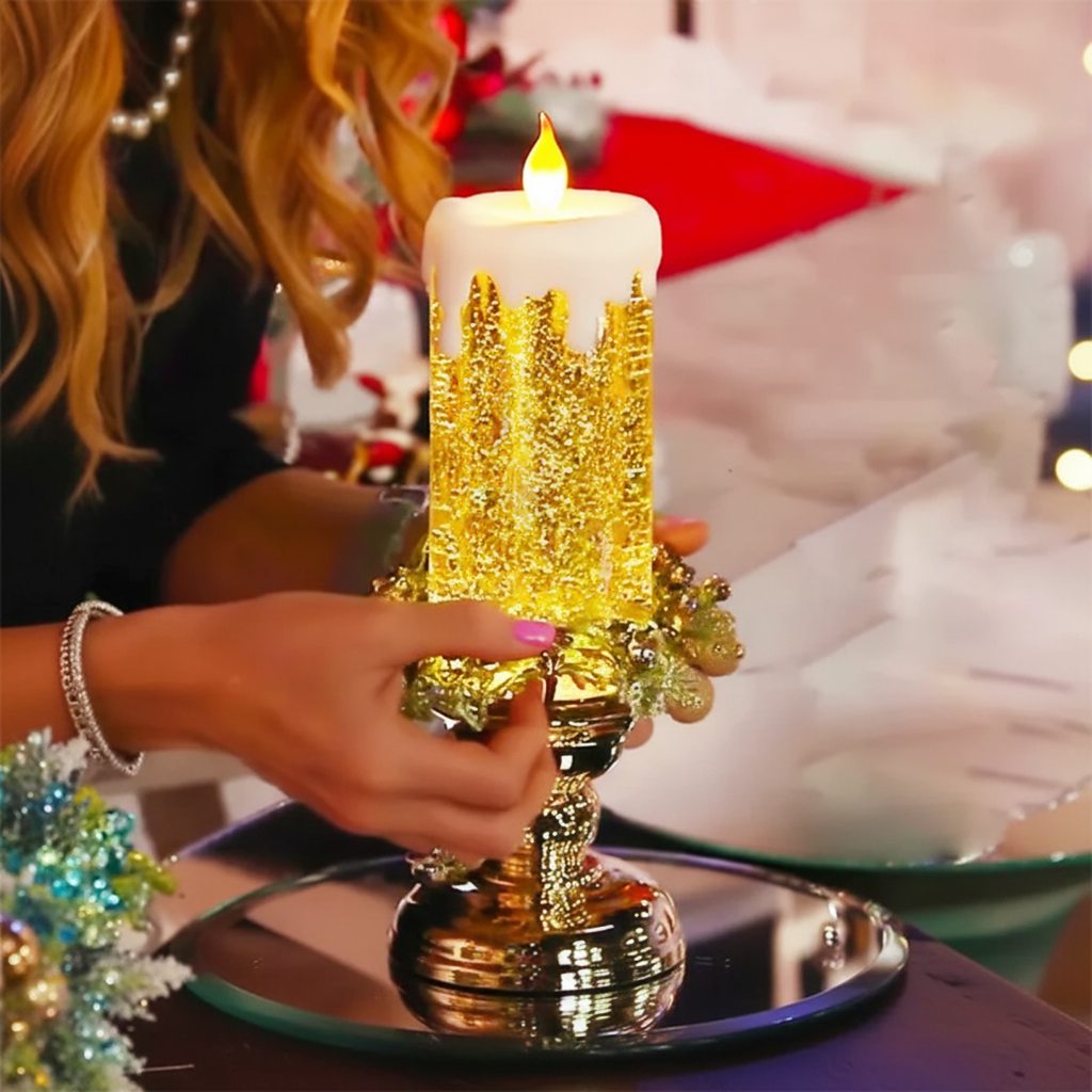 Skanto | LED Glitter Light with Base – Flameless Christmas Decoration with Color Change