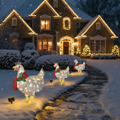 Skanto | Skanto WinterHen LED Chicken with Scarf – Weather-Resistant Outdoor Christmas Decoration
