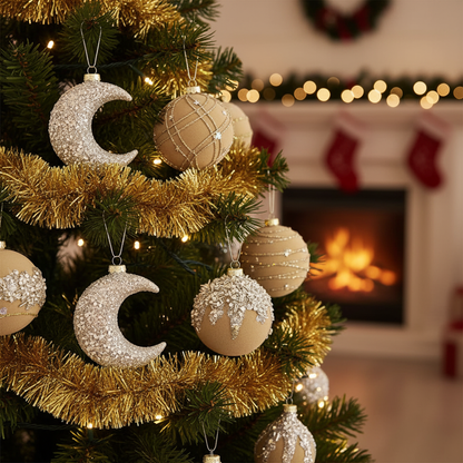 Velvet Christmas Baubles Set (12 pcs.) – Burgundy, Khaki & Green Ornaments (6cm)