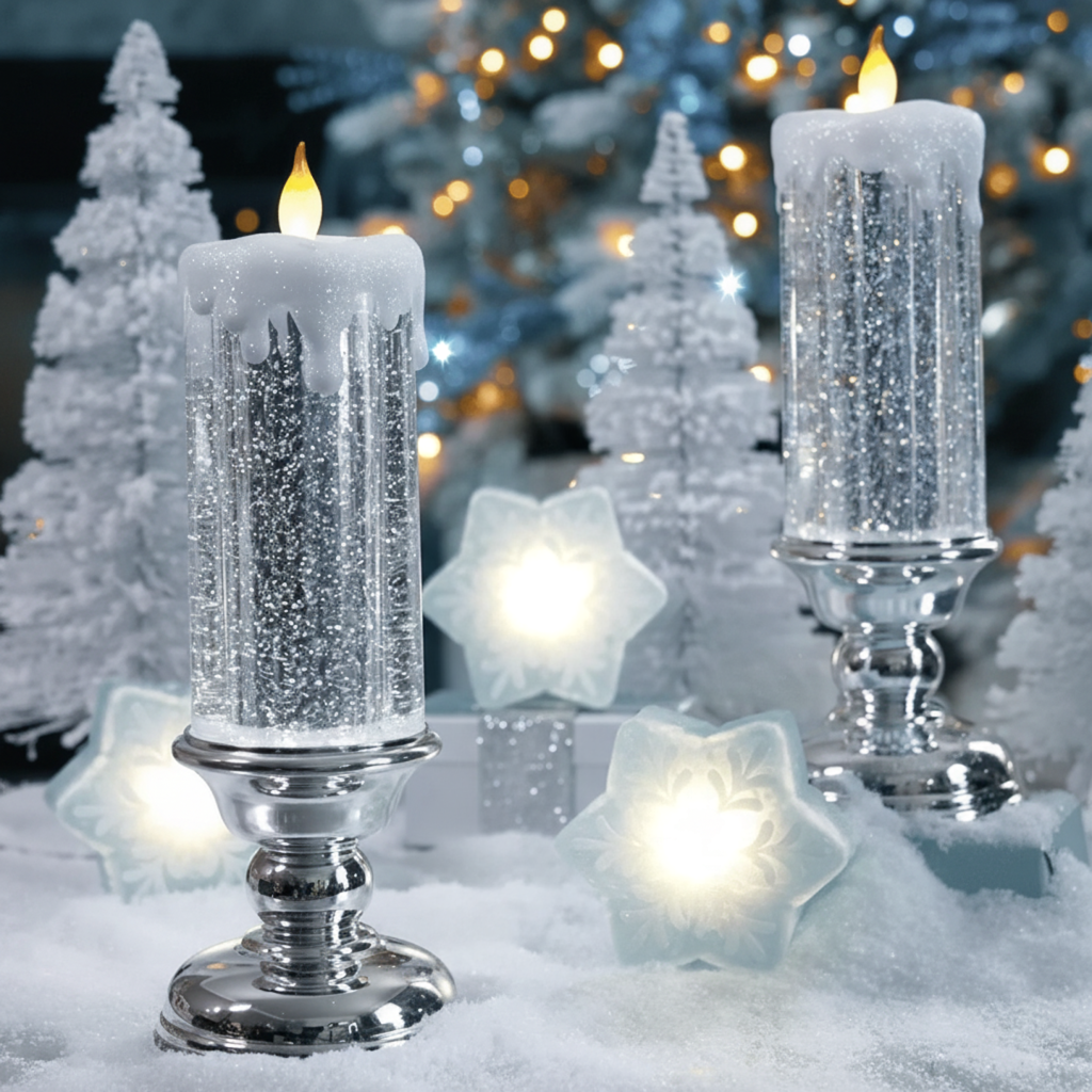 Skanto | LED Glitter Light with Base – Flameless Christmas Decoration with Color Change