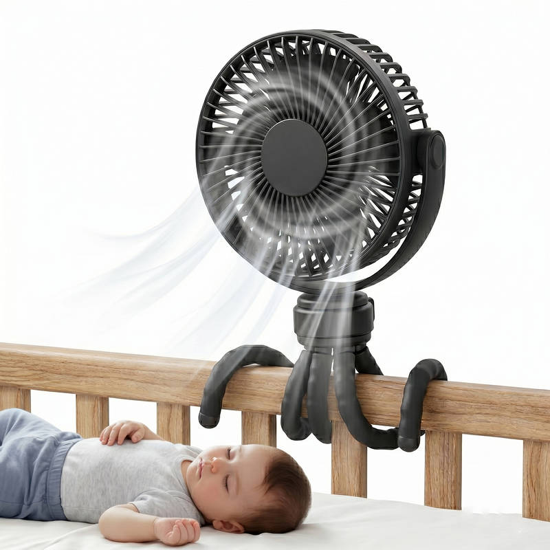 Portable Stroller Fan USB C Rechargeable, 5 Speeds Quiet Baby Clip Fan with LED Display 10 Hours Battery for Car Seat Bassinet Travel | Skanto