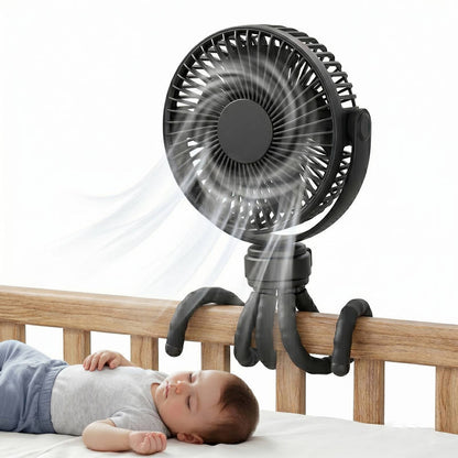 Portable Stroller Fan USB C Rechargeable, 5 Speeds Quiet Baby Clip Fan with LED Display 10 Hours Battery for Car Seat Bassinet Travel | Skanto