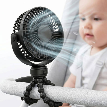 Portable Stroller Fan USB C Rechargeable, 5 Speeds Quiet Baby Clip Fan with LED Display 10 Hours Battery for Car Seat Bassinet Travel | Skanto