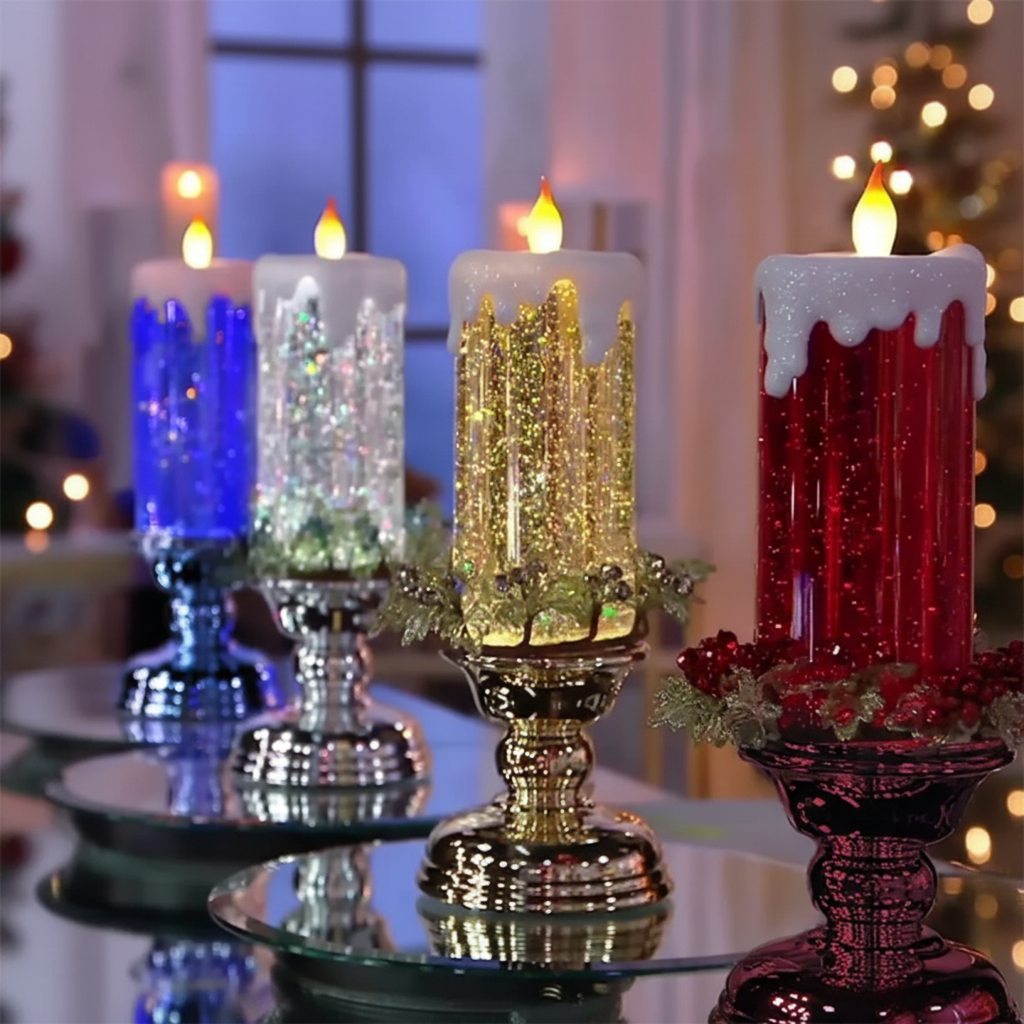 Skanto | LED Glitter Light with Base – Flameless Christmas Decoration with Color Change