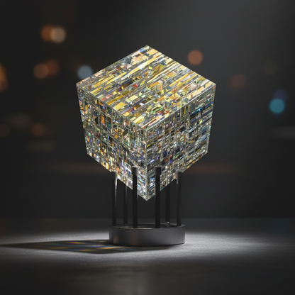 BowLift | ChromaticCube Crystal Rainbow Refraction Art | Modern Desk Decor & Centerpiece