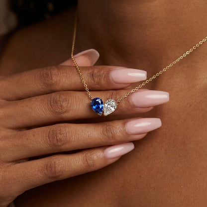 Norvo | Dainty Dual Birthstone Heart Necklace