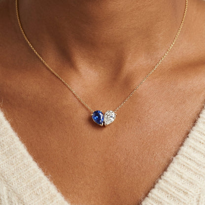 Norvo | Dainty Dual Birthstone Heart Necklace