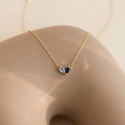 Norvo | Dainty Dual Birthstone Heart Necklace