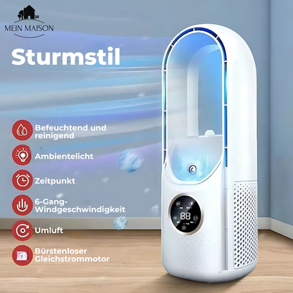 Airevo Air Cooler | Bladeless USB Fan | 6 Speeds | Quiet & With Timer | Humidification | Brehn