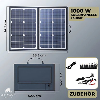 Kalsten | SolaraX 1000W Foldable Solar Panel Kit | Complete Set with MPPT & USB/Type-C | For Camping, Car, Boat & Caravan