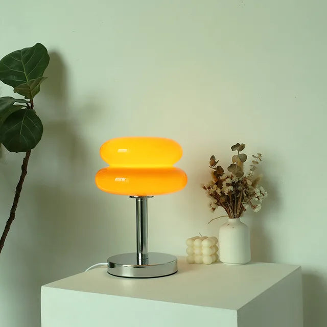 Tischlampe aus Glas mit buntem Muster für Schlafzimmer und Nachttisch - Kinderfreundliches Nachtlicht