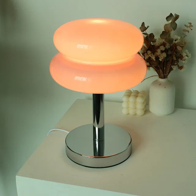 Tischlampe aus Glas mit buntem Muster für Schlafzimmer und Nachttisch - Kinderfreundliches Nachtlicht