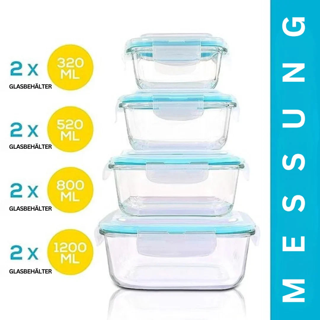 BowLift | Glass Fresh Storage Containers Set – Airtight Storage Containers with Lid for Kitchen & Meal Prep