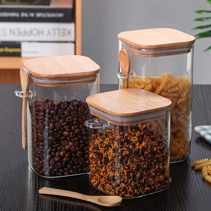 Bamboo and Glass 3-piece container set Brehn