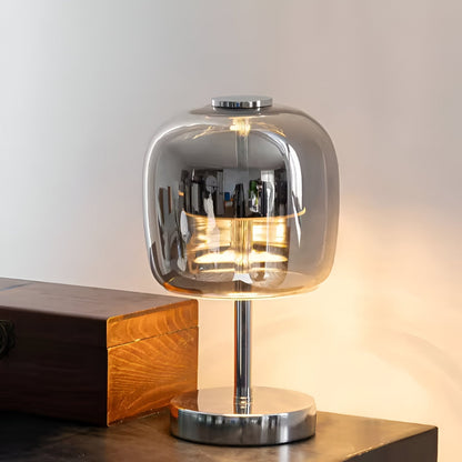 BowLift | Gleam Glass Table Lamp – Smoky Grey USB-Powered Dimmable LED Light for Bedroom & Desk